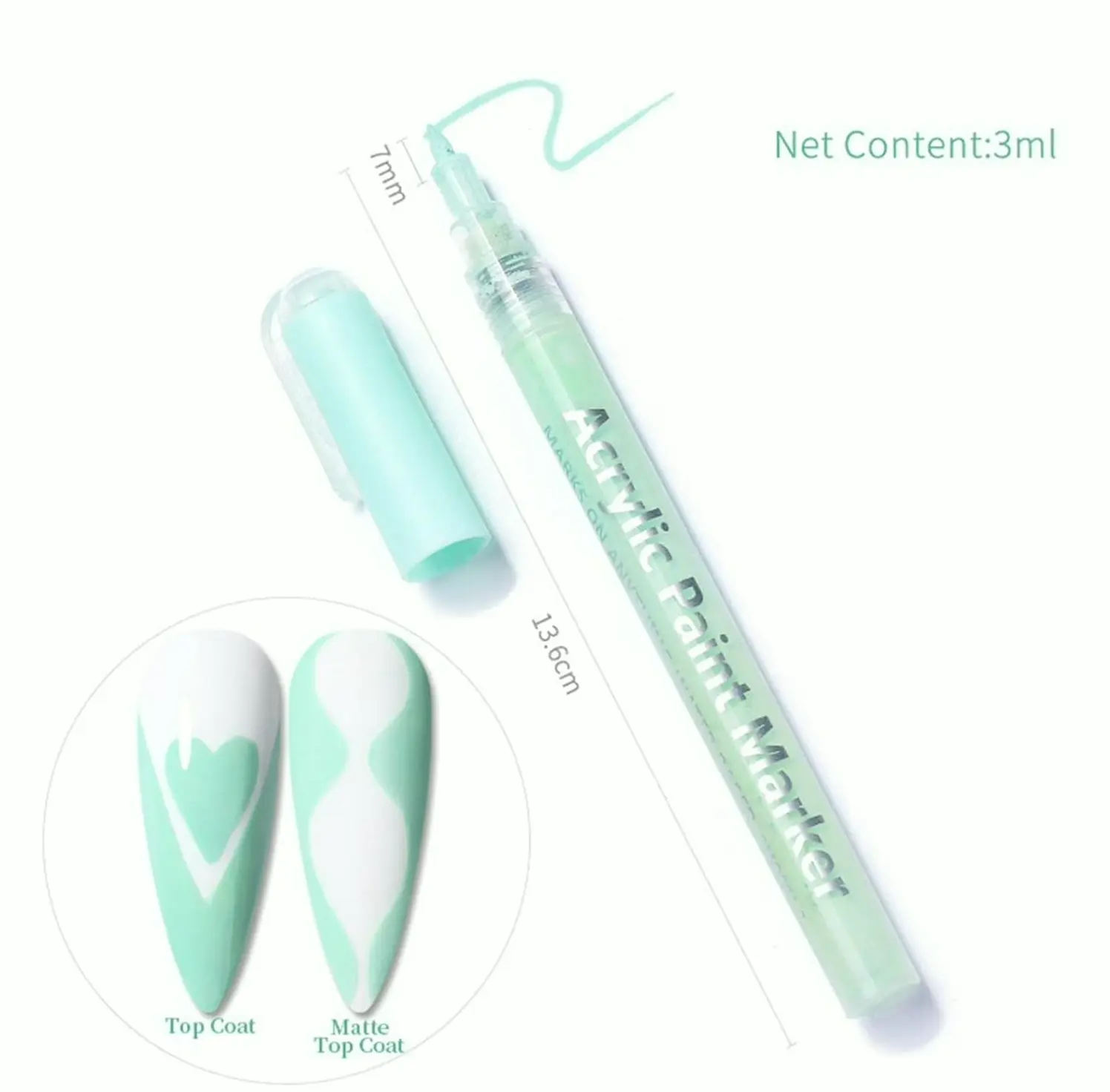 1PC Three-Dimensional Nail Marker, 16 Colors, Fast Dry