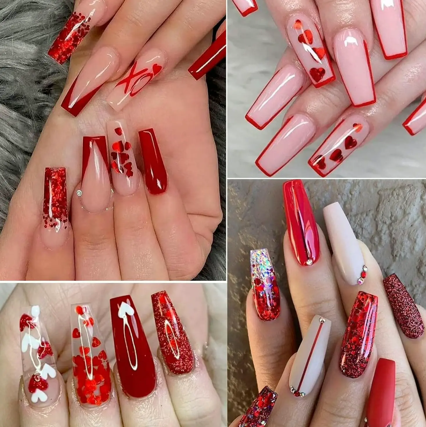 Valentine Nail Glitter Kit 12 Grids Heart Decoration