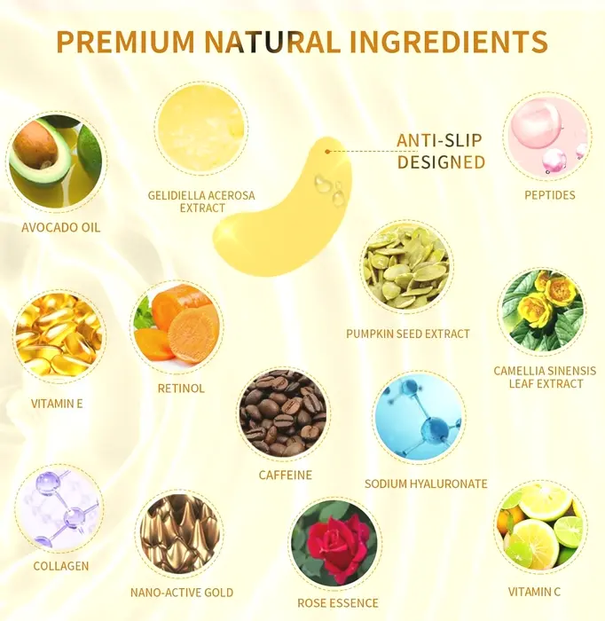 Under Eye Treatment for Puffy Eyes, 24K Gold Under Pads, Nourishing Gel