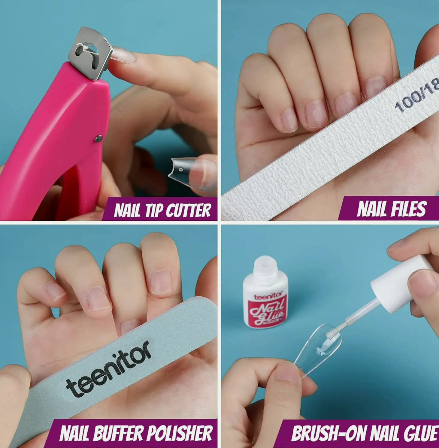 Acrylic Fake Nails Kit for Beginners with Decorations