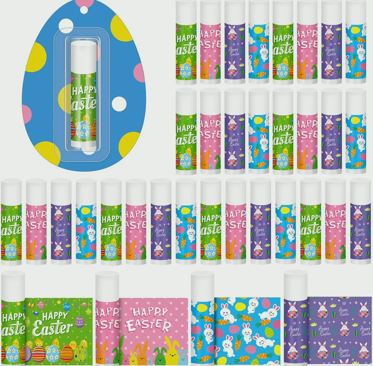 Twenty-Four Pcs Easter Lip Balm Bulk Rabbit Gift Bag Stuffers