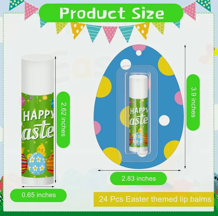 Twenty-Four Pcs Easter Lip Balm Bulk Rabbit Gift Bag Stuffers