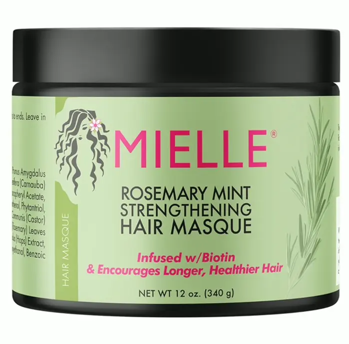 Mielle Rosemary Mint Strengthening Mask, Oil & Vitamin B7 Deep Treatment, Restore for Dry, Damaged, & Frizzy Hair, 12 Ounces
