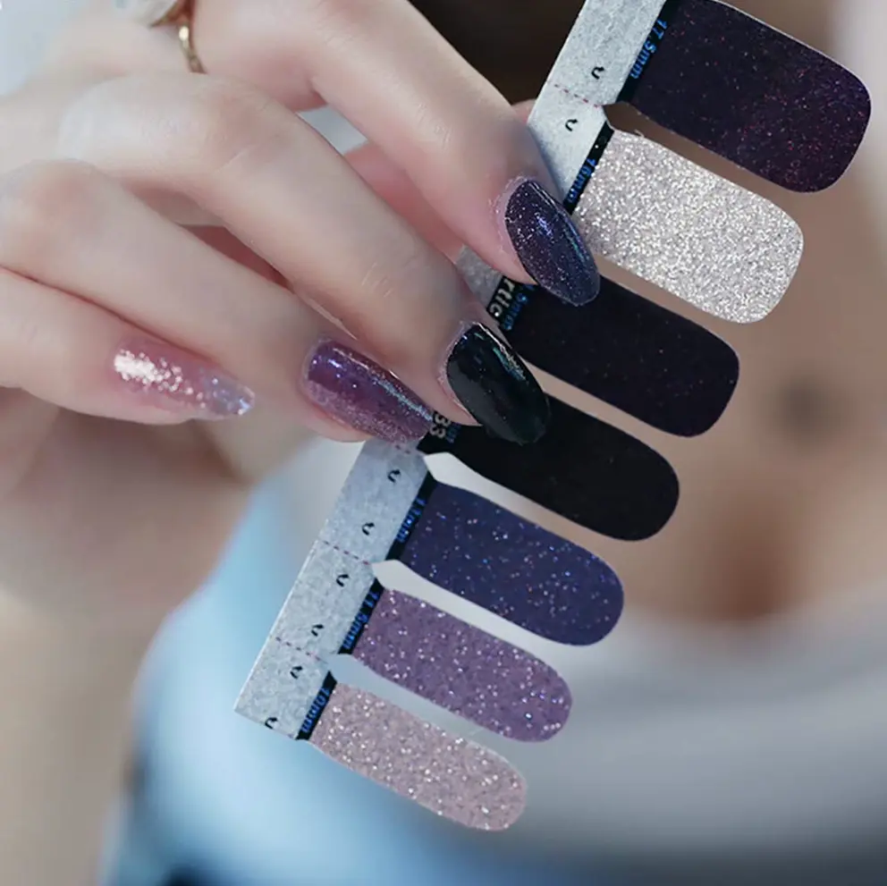 Wokoto 7 Sheets Sticky Nail Art Polish Stickers Shiny Gradient