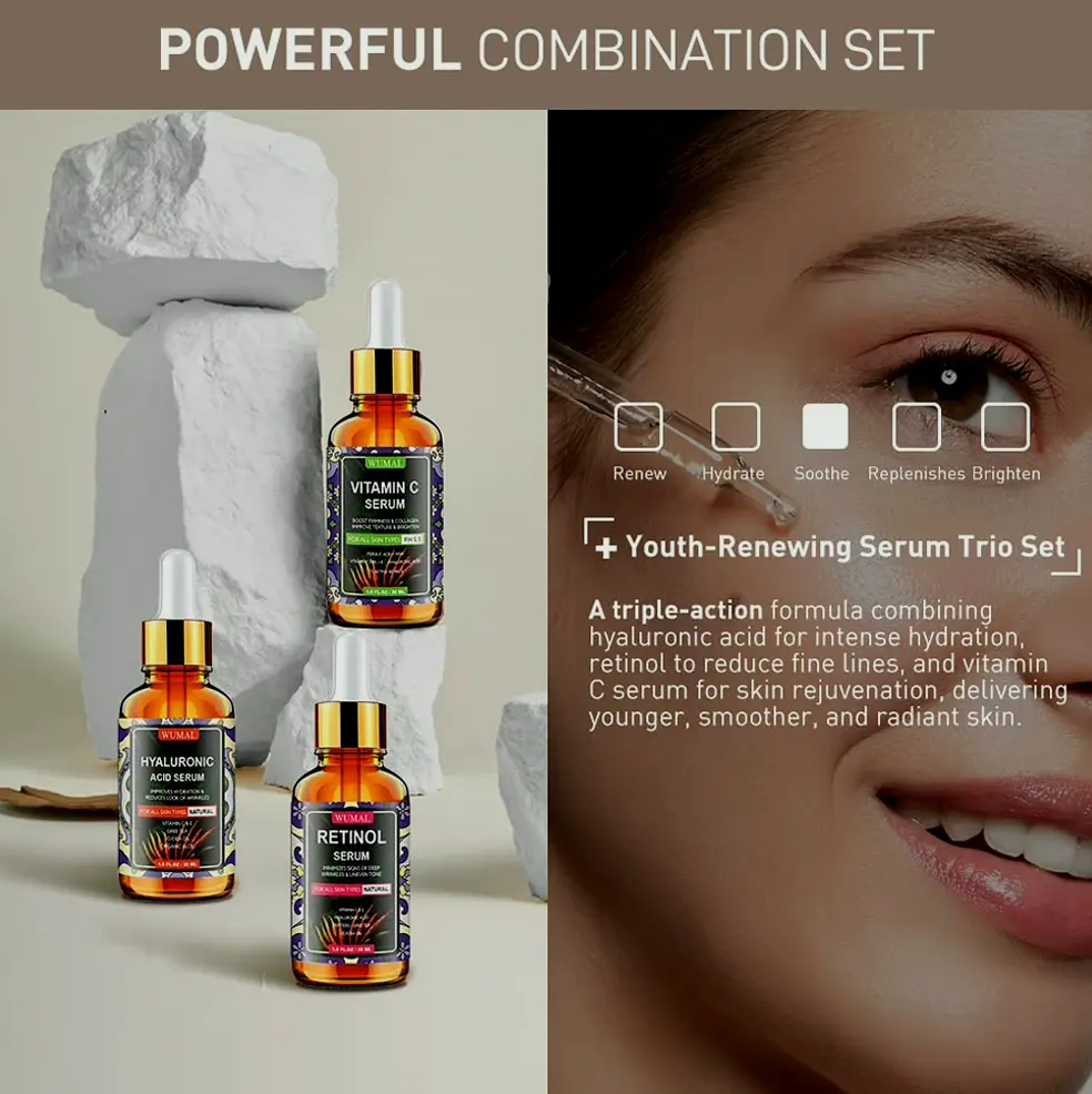 3 Set Face Serums - Vit C, Retinol & Hyaluronic Acid Serums