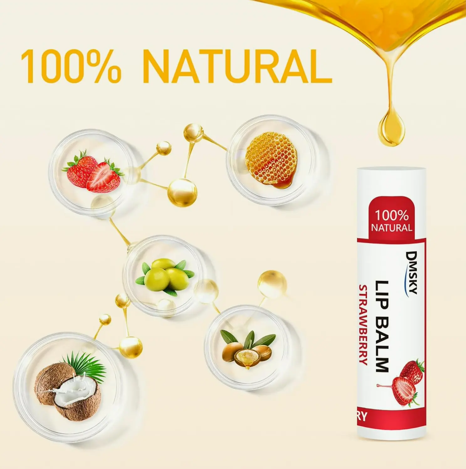 DMSKY Lip Balm Set, Moisturizing Vitamin E & Coconut, 12 Varieties