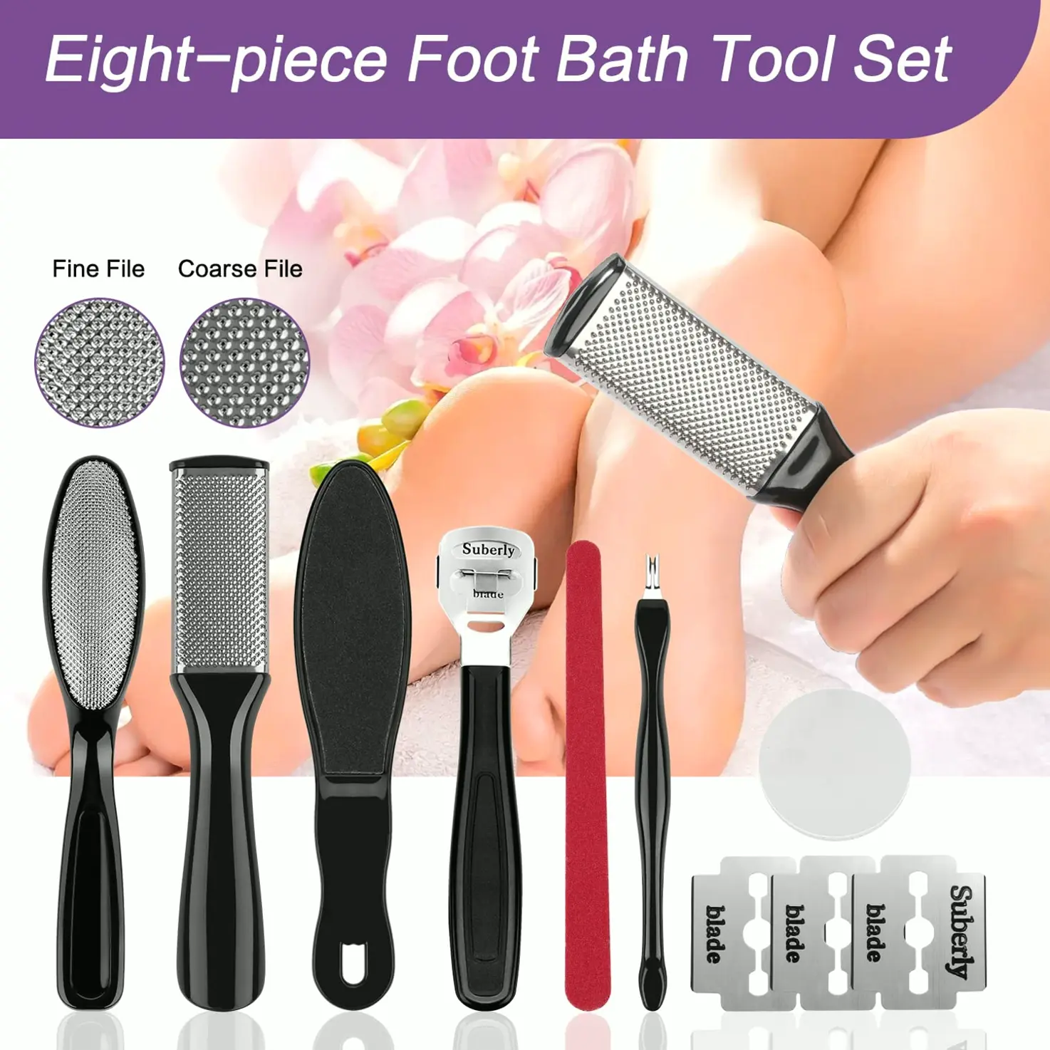 Lavender Foot Soak Salts Set - Pedicure Tool
