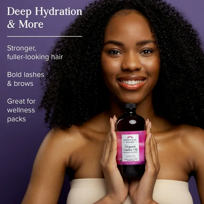 Natural Castor Oil - Glass, Hydration for Hair, Skin & Lashes | 16oz