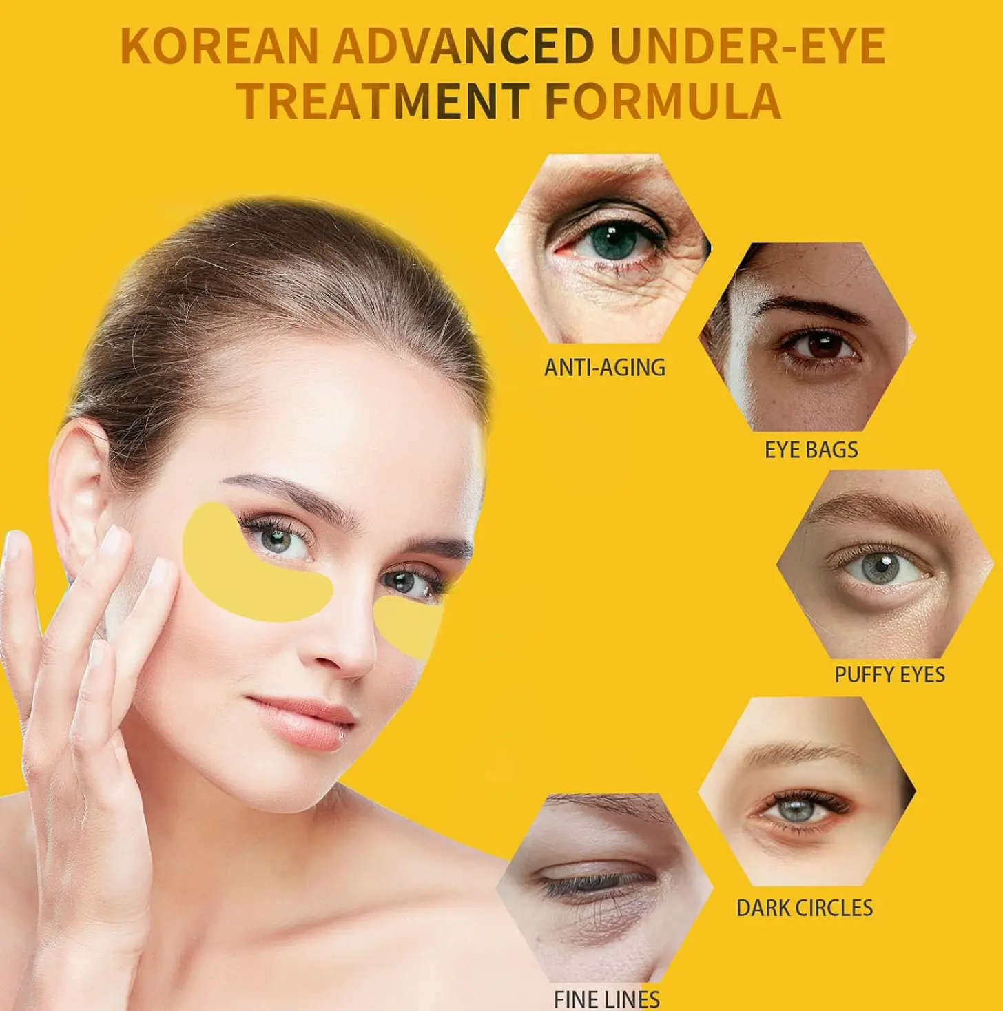 Under Eye Treatment for Puffy Eyes, 24K Gold Under Pads, Nourishing Gel