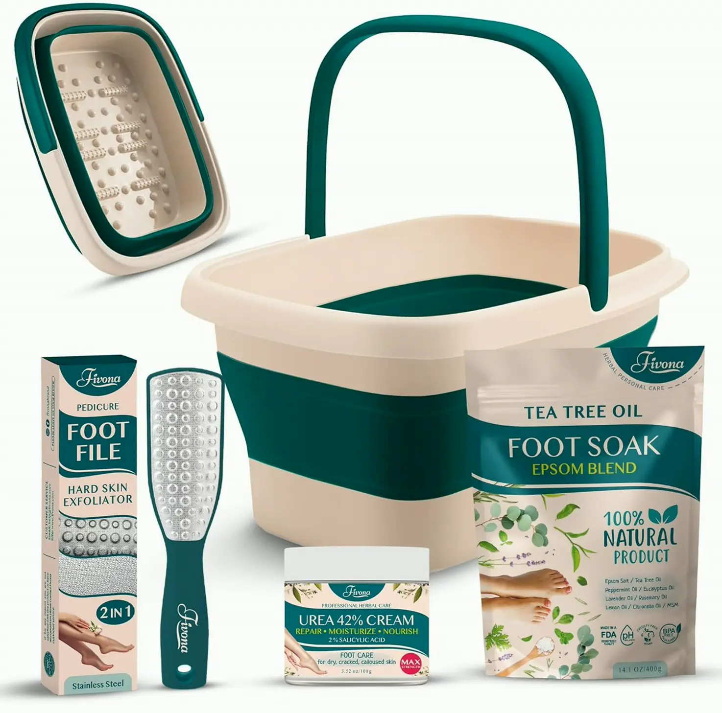 Foot Spa Set 4 in One - Tea Tree Mixes, Urea Cream