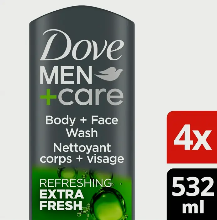 Dove Men Care Shower Gel Extra Fresh Pack of 4 18oz