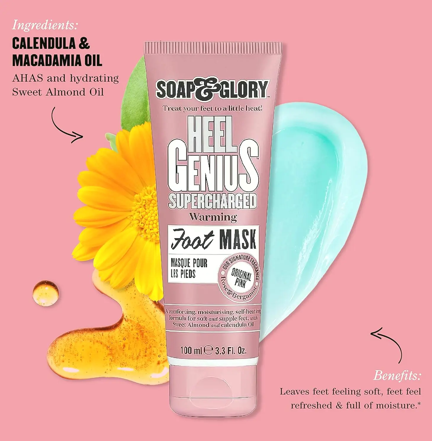 Intensive Heel Mask Featuring Sweet Calendula Oils