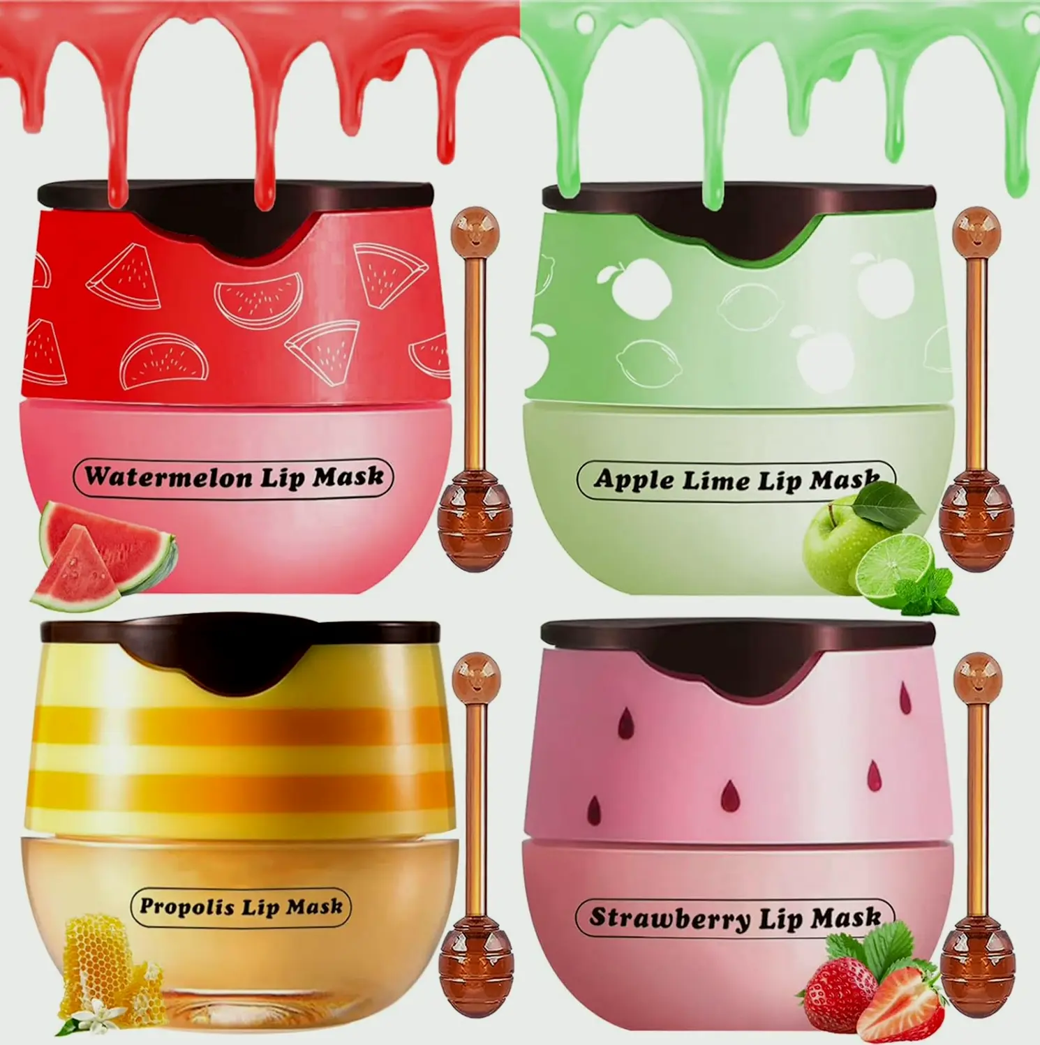 Honey Mouth Moisturizer Pot, 4 Pcs Assorted Varieties