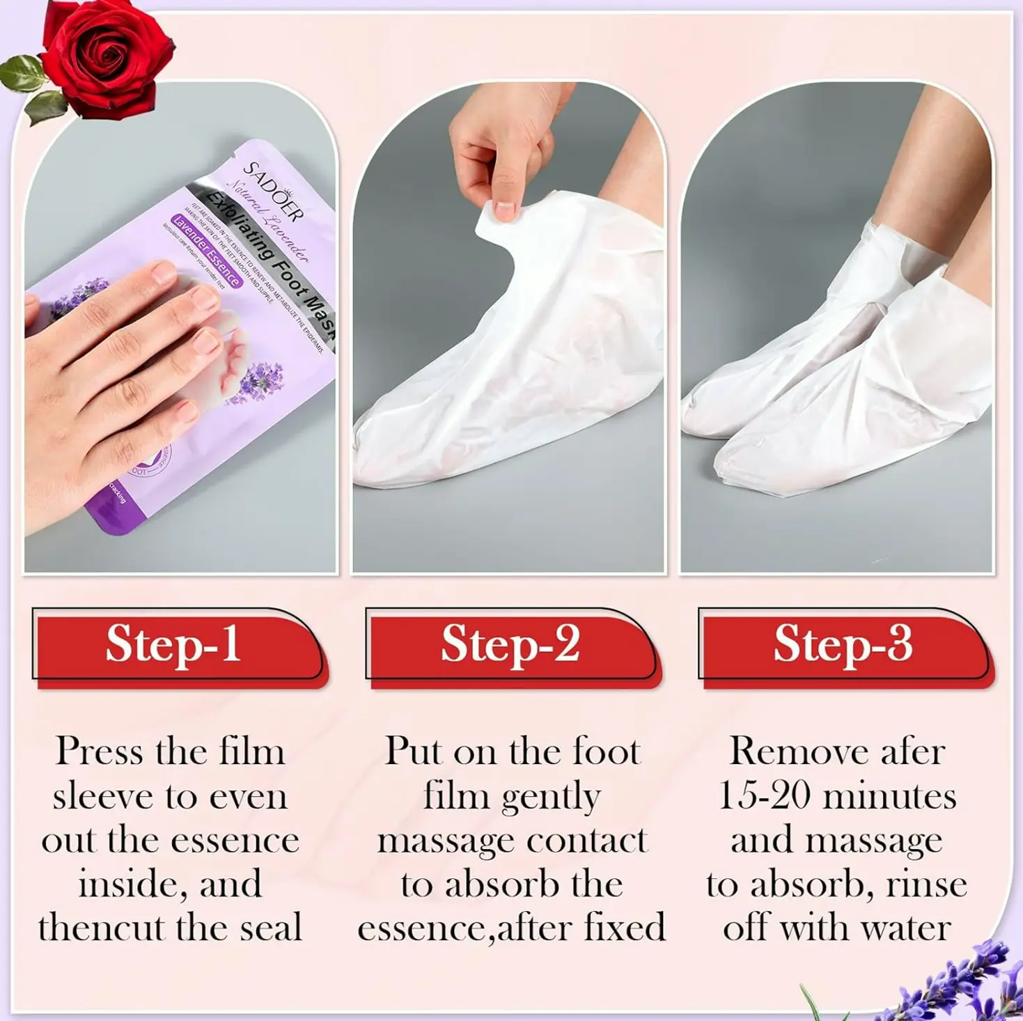 Twenty-Four Pieces Hand and Sole Spa Masks for Girls, Rose-scented and Lavender-scented