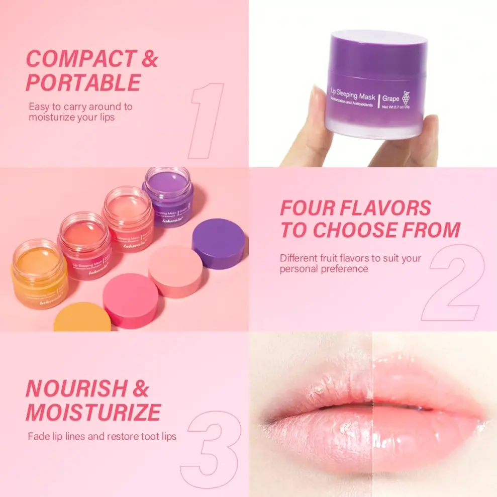 Sleep Lip Mask, Hydrate & Soften 2PCS Fruit