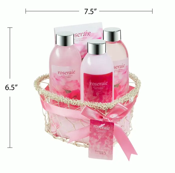 Romantic Blush Rose Spa Bath Gift Basket
