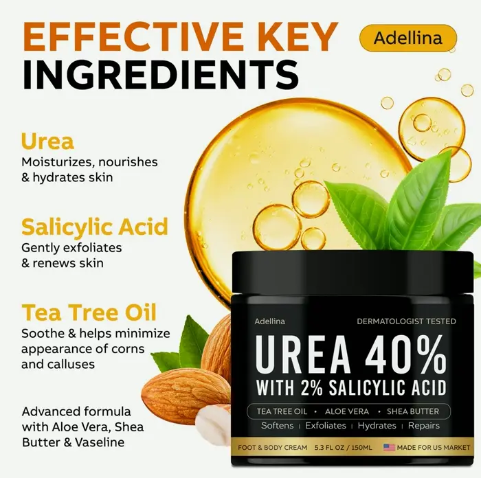 Urea Heel Moisturizer 40% for Cracked Skin, 5.3 OZ