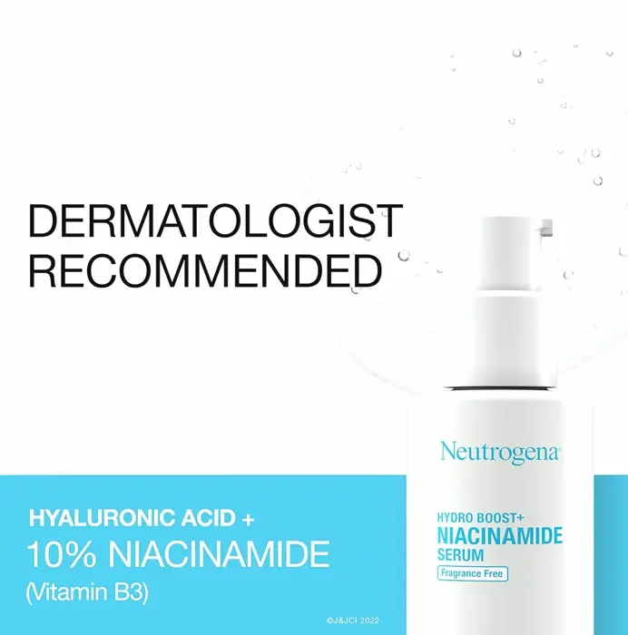 Neutrogena Face Serum containing Hyaluronic Acid + Niacinamide, Scent-Free, 1 oz