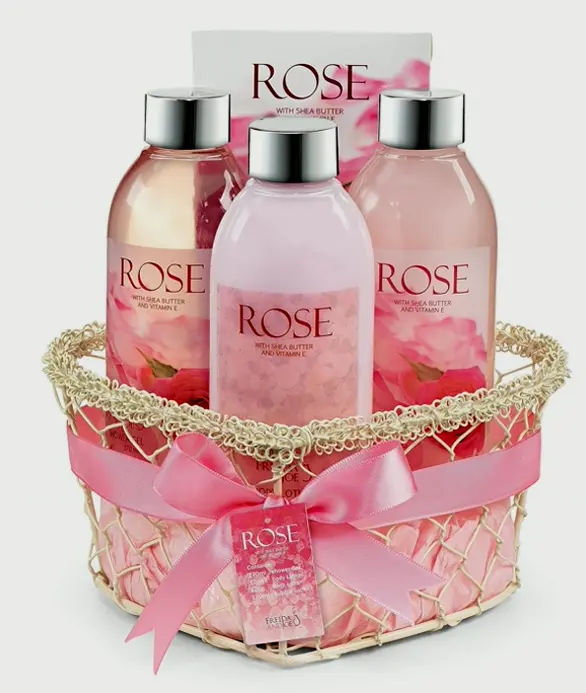 Romantic Blush Rose Spa Bath Gift Basket