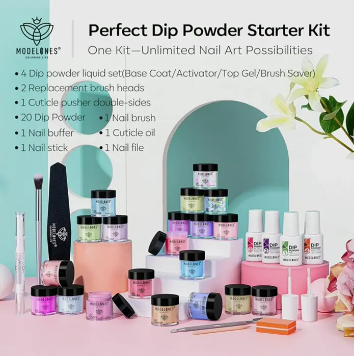 Model One's 32 Pcs Dipping Powder Nail Set Liquid Coat Activator