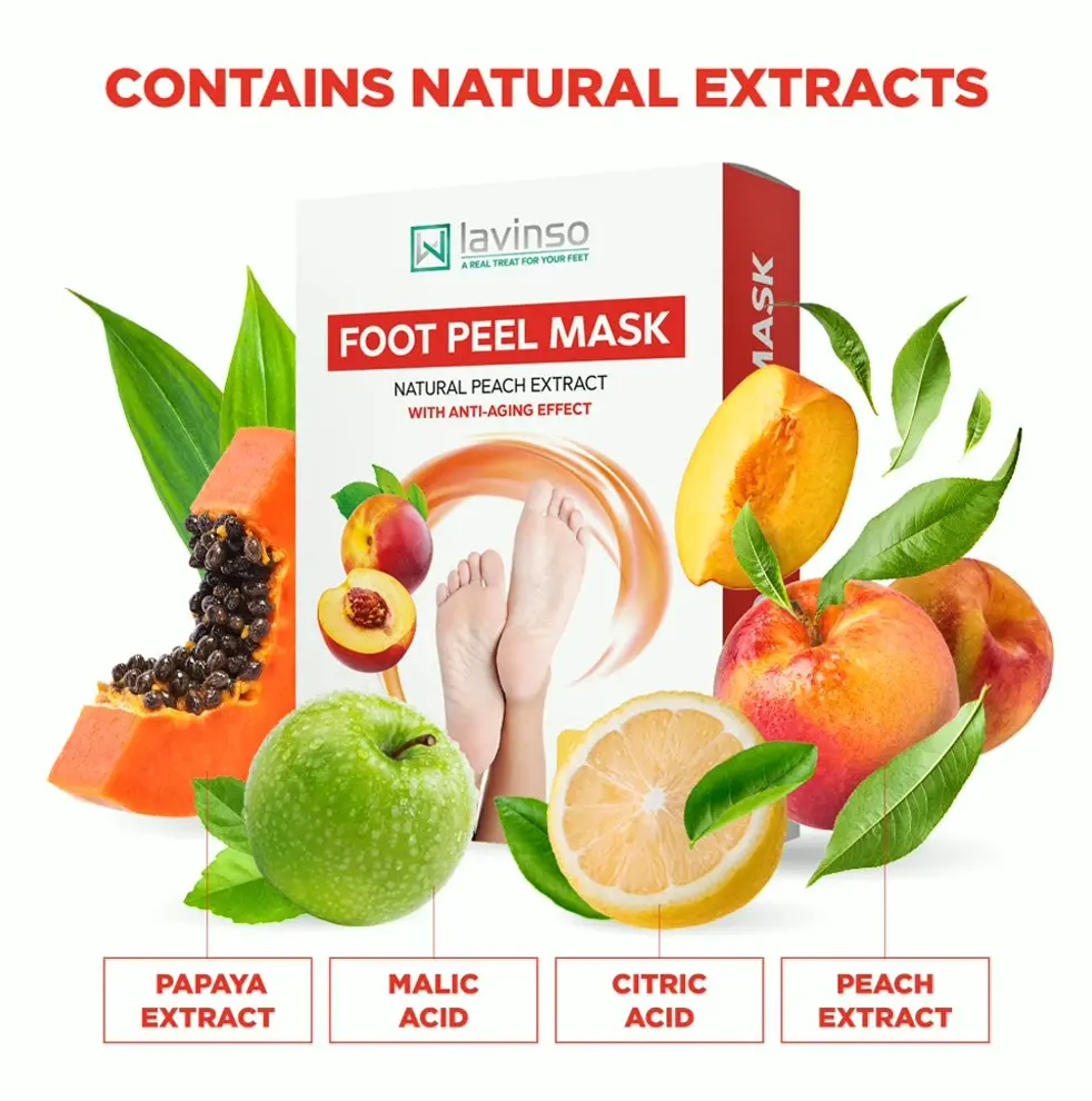 Peach Foot Peel Mask for Cracked Feet, Exfoliating 2 Pack