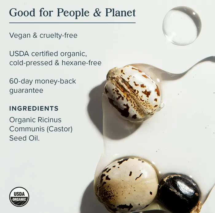 Natural Castor Oil - Glass, Hydration for Hair, Skin & Lashes | 16oz