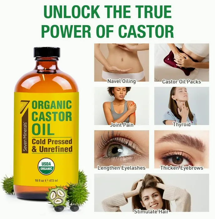 Pure Castor Oil - 16oz Glass Container