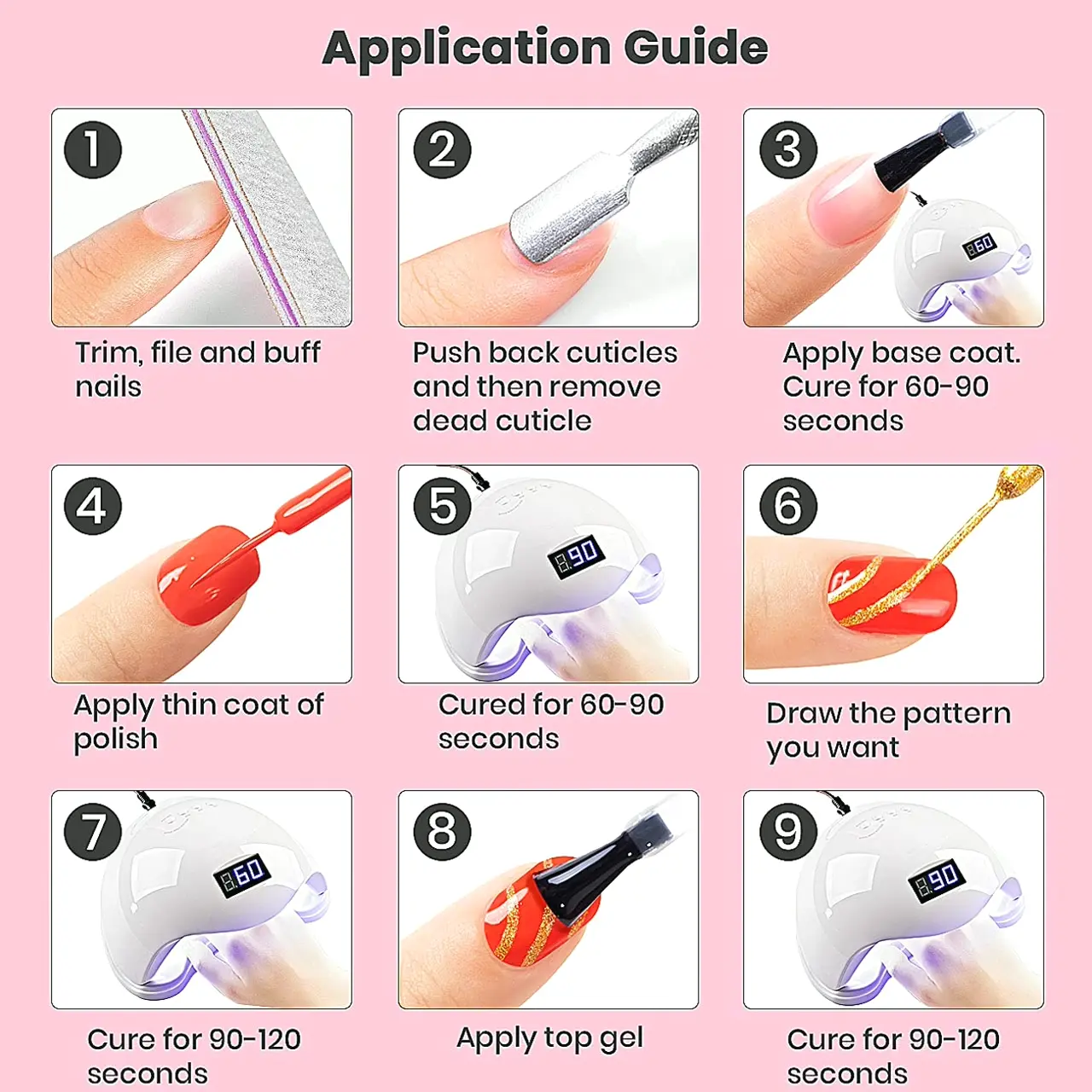 Twelve Color Nail Kit - Pink Silver Manicure Tools