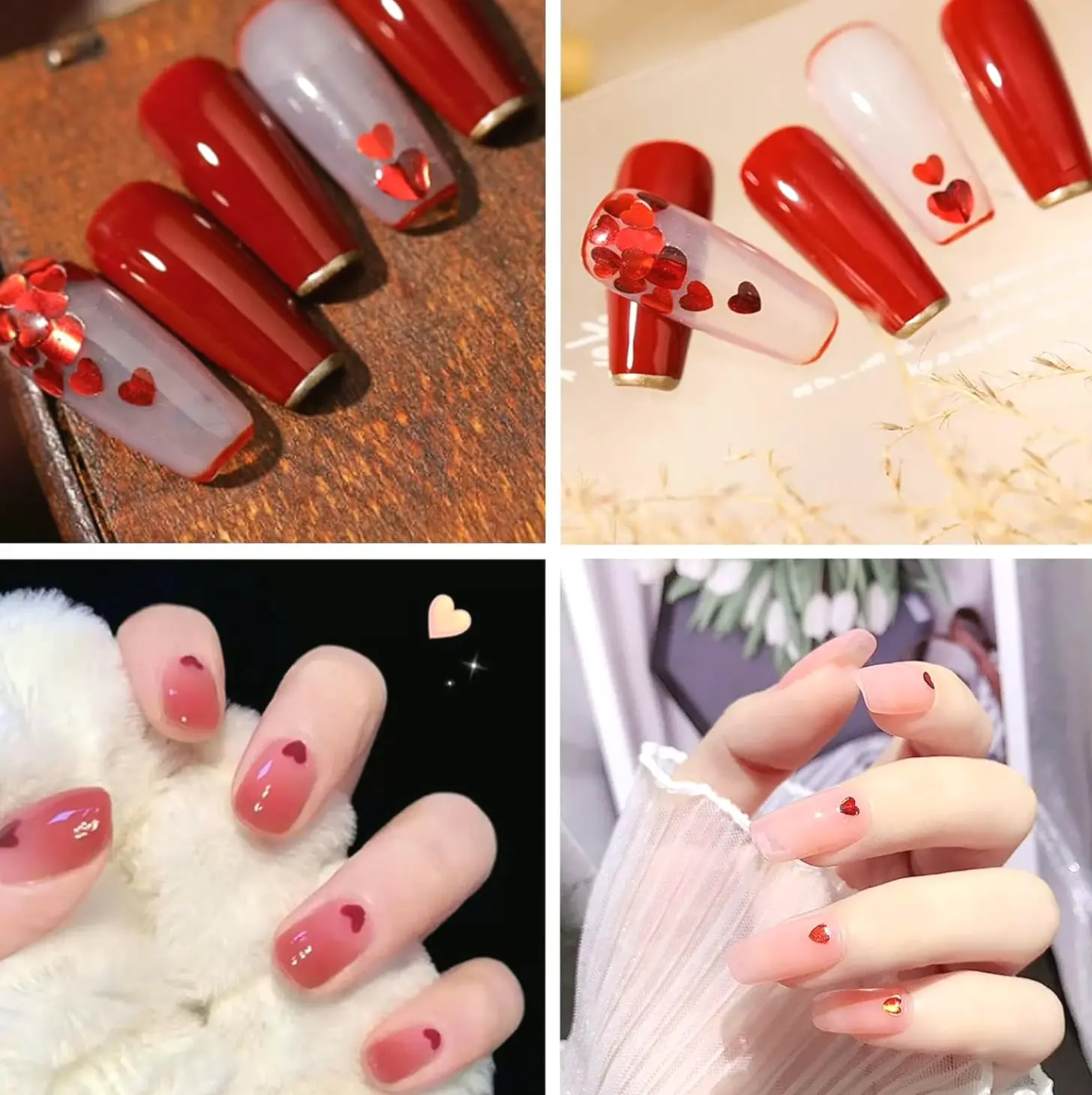 Love Nail Sequins Kit 12 Grids Heart Decoration