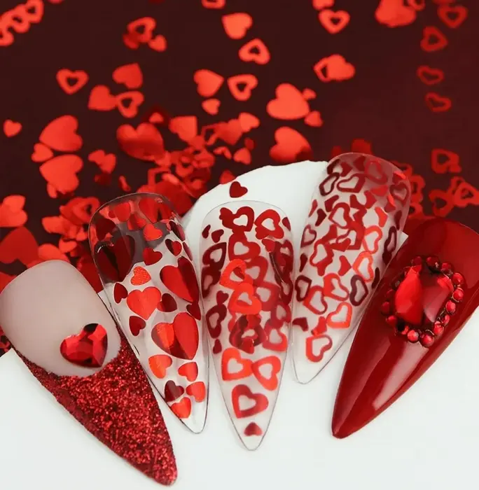 Love Nail Sequins Kit 12 Grids Heart Decoration