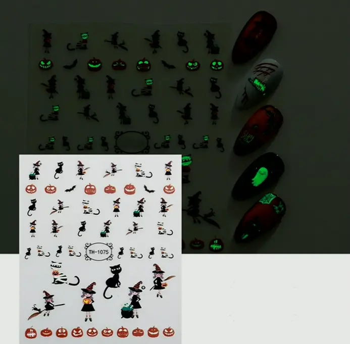 Spooky Luminous Nail Decals Pack