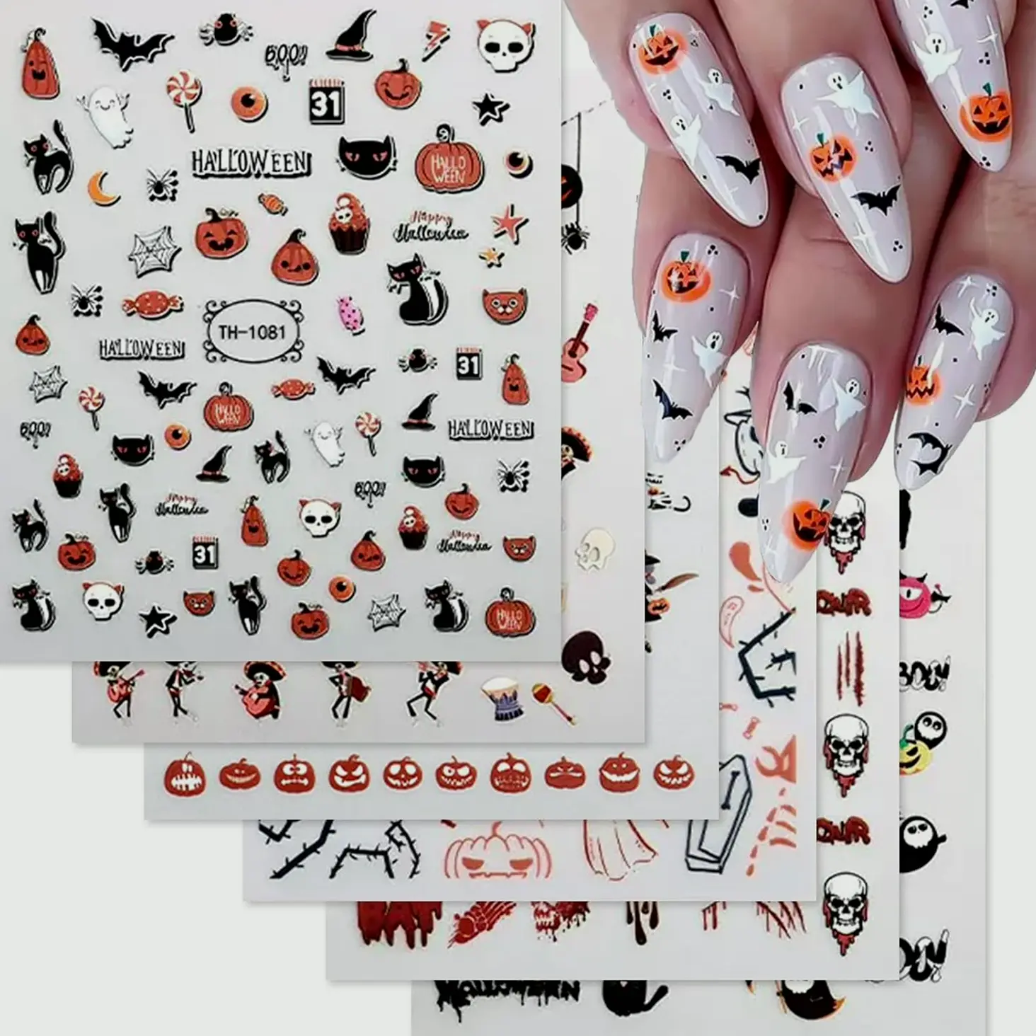 Spooky Luminous Nail Decals Pack