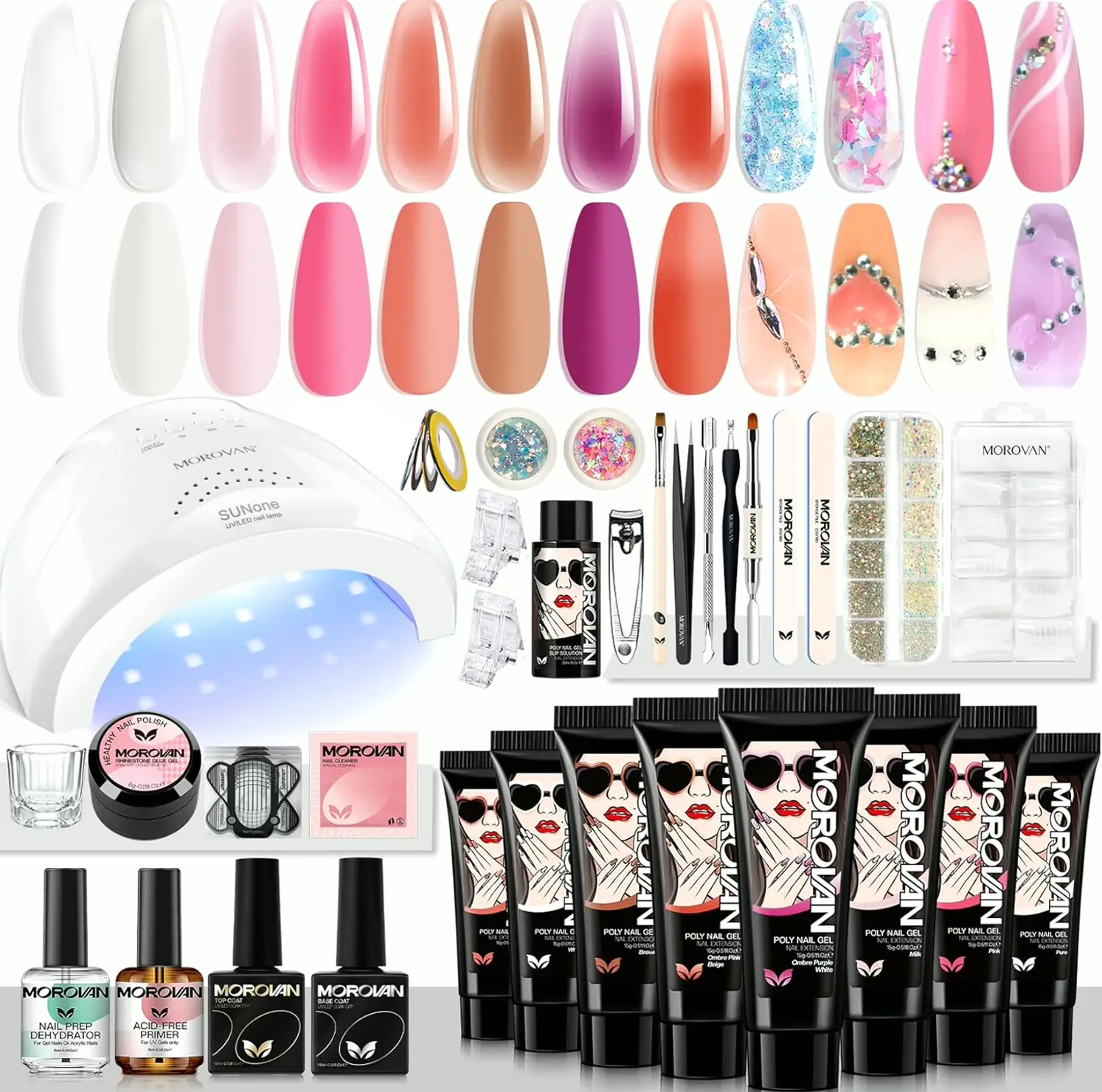 Morovan's 8-Piece Gel Nail Kit Featuring U V Lamp