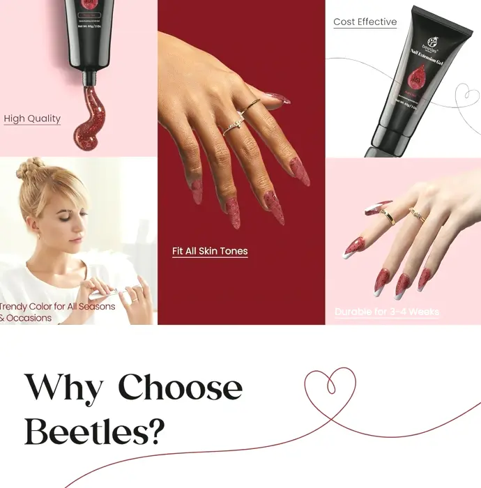 Beetles Builder Gel for Nails, 60g Wine Shimmer